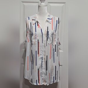 Torrid Madison Georgette Sleeveless Button-Up Blouse Striped Pattern